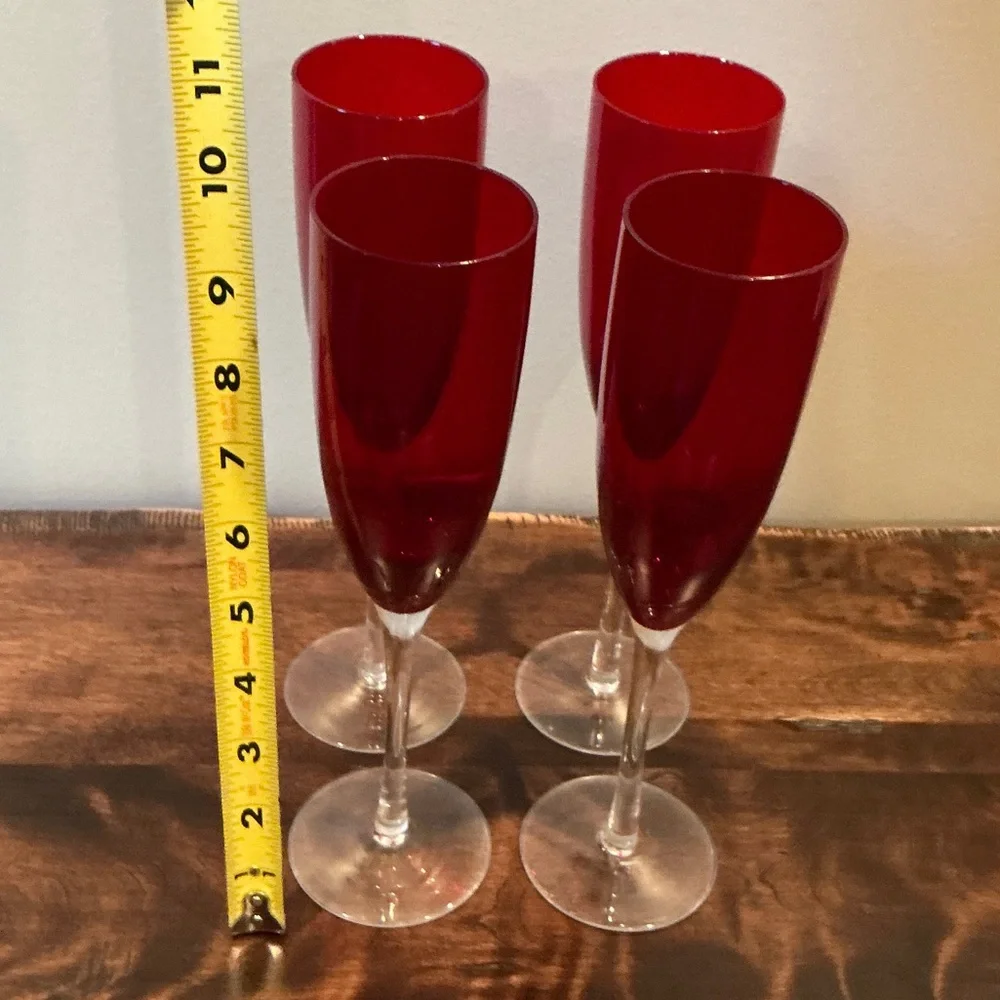 Pottery Barn Ruby Red Champagne Flutes